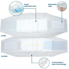Load image into Gallery viewer, BV Dog Diapers Male X-Small (Waist 9-14 in) Super Absorbent - 50 Count Disposable - Doggie Diapers with Wetness Indicator - Adjustable Male Dog Wraps - Ideal for Incontinence/Training

