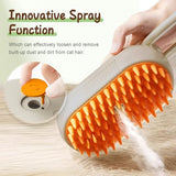 2025 New Comb for Cats Dogs, 3 in 1 Steam Cat Brush Cat Steam Brush for Shedding & Grooming, Self Cleaning 3 in 1 Pet Brush Pet Grooming Brush with Spray (Khaki+White)