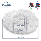BonusLife Spin Mop Head, Base, Handle Replacement Part Set for Oceda EasyWring Spin Mop 1-Tank System Only, 1 Handle, 1 Triangle Base Cover, 4 Refills