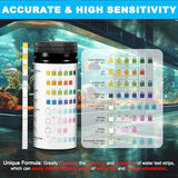 8 in 1 Aquarium Test Kit Fish Tank Test Strips Accurate Water Quality Testing Strips for Ammonia PH Total Alkalinity Carbonate Hardness Free Chlorine Nitrate Nitrite Temperature (150 Strips)