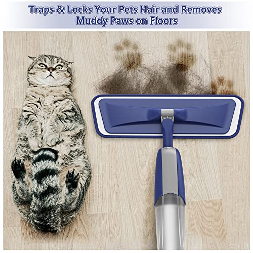 Wet Dust Mops for Hardwood Floor Cleaning - MEXERRIS Microfiber Spray Mops with 4X Reusable Washable Pads 2X Bottles Wood Floor Mops with Spray Home Commercial Use for Hardwood Laminate Tiles Floors