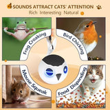 ORSDA Cat Toys, Interactive Cat Toy Ball for Indoor Bored Indoor Cats Kitten Toys, Automatic Electric Bird Moving Ball Toy, 4 Mode Touch & Sound Control Rolling Chirping Stimulating, 2 Feather Tails