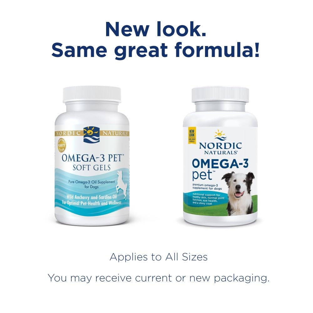 Nordic Naturals Omega-3 Pet, Unflavored - 90 Soft Gels - 320 mg Omega-3 Per Soft Gel - Fish Oil for Dogs with EPA & DHA - Promotes Heart, Skin, Coat, & Immune Health