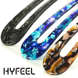French Hair Forks Tortoise Shell U Shape Updo Hair Pins Clips for Thin Thick Hair, Long Classic 2 Prong Bun Hair Sticks Chignon Women Vintage Hairstyle Accessories, 3 Pack (Blue Brown Black)
