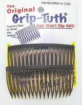 Grip-Tuth Combs - Set Of 2 Hair Side Combs - Hair Combs For All Types Of Hair - Decorative & Hair Styling Women Accessories (Shell, 3 ¼ ″ Wide)