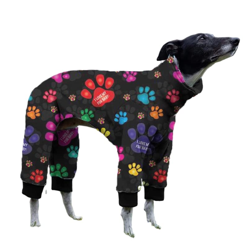 Cnkwei Dog Pajamas Medium Large Dog Paw Printed Greyhound Pajamas Jumpsuit Bodysuit