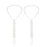 Xiboya textile Pearl Barefoot Foot Jewelry Anklet for Sandals& Beach Wedding(1 Pair)