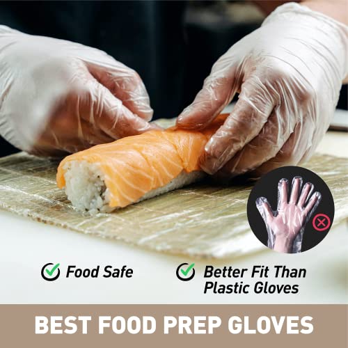OKIAAS Disposable Gloves L, Food Safe, Bulk of 200 Pcs|Latex and Powder-Free Clear Vinyl Gloves for Cleaning, Food Prep