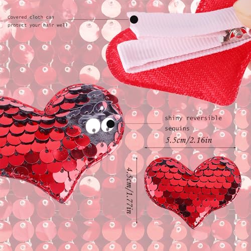 20pcs Heart Hair Clip for Girls Hair Accessories Pack Sparkle Glitter Sequins Toddler Clips Birthday Valentines Mother's Day Gift
