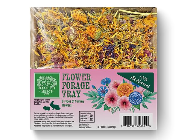 Small Pet Select Forage Tray Bundle, 3 Pack of Foraging Trays for Rabbit, Guinea Pig, Hamster or Bunny - Natural Treats, Dandelion, Flower, Herb Mix 2.5oz Each