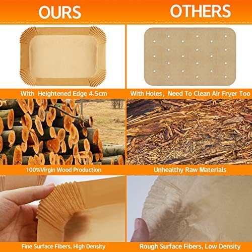 Air Fryer Disposable Paper Liner for Ninja Dual,125PCS Non-Stick Air Fryer Liners Rectangle 8.6x 5.5'', Air fryer Parchment Liners for Ninja DZ201, Ninja Foodi Dual Air Fryer Accessories Baking Paper