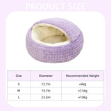 Plush Cat Bed Hooded Semi Enclosed Shell Shaped Pet Nest Cozy Warming Anti-Slip Small Dog Bed for Puppy and Kitten (Coffee, Small)