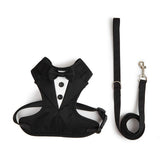 PawPleasure Dog Tuxedo Harness, Adjustable Pet Harness No Pull for Small Medium Dogs, Doggie Wedding Suit with Bow Tie Party Costume (Black, XL)