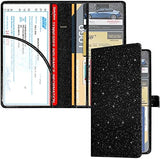 RSAquar unisex Car Registration and Insurance Holder, Vehicle Glove Box Organizer Cool Car Accessories, Car Document Holder for Cards, Driver License and Essential Document, Black Glitter