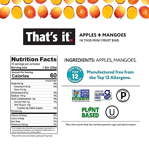 That's it. Mini Fruit Bars Gift Pouch (Variety 36 Count) No Sugar Added, Plant-Based, Vegan & Gluten Free, Paleo, Non GMO, Fiber (12 Banana, 12 Blueberry, 12 Mango)