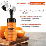Botanic Hearth Vitamin C Foaming Face Wash with Papaya & Orange | Extracts Built-In Silicone Brush | For Cleansing & Glowing Skin | Paraben & Sulphate Free | Face Cleanser for Women & Men | 5.1 fl oz