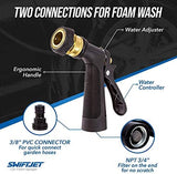 SwiftJet Car Wash Foam Gun + Microfiber Wash Mitt - Car Foam Sprayer - Car Wash Kit - Foam Cannon Garden Hose Sprayer - - Car Accessories for Men - Snow Foam Blaster (Orange Foam Gun with Mitt)