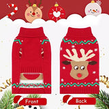 HUMLANJ Christmas Dog Turtleneck Sweater Winter Reindeer Snowflake Sweater with Leash Hole Puppy Knitwear Pullover Holiday Sweaters for Small Medium Large Dogs XXL
