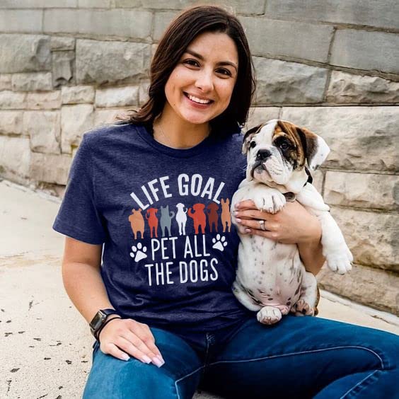 Women Mom Tshirts Life Goal Pet All The Dogs Letter Print Shirts Funny Saying Dog Lover Tee Top
