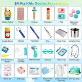Sundaymot Doctor Kit for Kids, 34 Pcs Pretend Playset for Toddlers, Doctor kit for Toddlers 3-5, with Medical Bag, Stethoscope and Other Accessories, for Boys and Girls Fun Role Playing Game