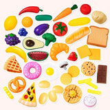 Joyin 50 Piece Set of Kitchen Toys, Dinnerware, Dummy Fruits, Vegetables, Plastic Accessories for Children Educational Learning Toy, Role Play Gift, Easter Basket Stuffers