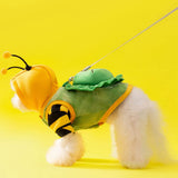 Anelekor 2 PCS Funny Warm Small Dog Clothes Halloween Pet Bee Costume Winter Puppy Hoodies and Vest Sets Flannel Jacket with D-Ring for Cats Dogs (Green, Large)