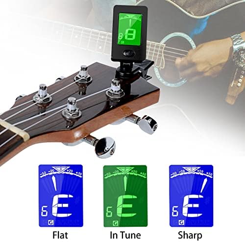 Guitar Tuner, Guitar Accessories with Guitar Picks, Guitar Capo, Capo for Acoustic Guitar, Bass, Buzzing-Free, Quick Release, Guitar Tuner Clip on for Guitar, Violin, Bass, Ukulele Chromatic