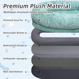 Human Dog Bed, 71''x45''x12'' Size Fits You and Pets, Washable Faux Fur Dog Bed for People Doze Off, Napping Orthopedic Dog Bed, Present Plump Pillow, Blanket, Strap - GreenWhite
