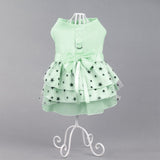 Hdwk&Hped 2-pck Small Dog Dress with Leash Ring, Pentagram Bow Multi-Layer Princess Dog Dress Puppy Cat Walking Dress Pink Green #4
