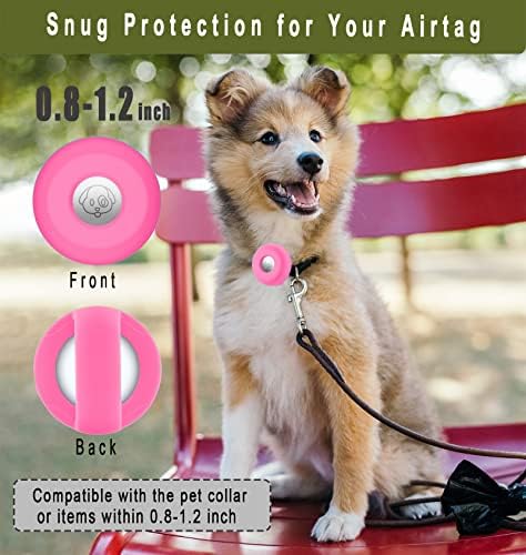 Airtag Holder for Dog Collar, Cibaabo Silicone Air Tag Case Cover Compatible with Apple Airtags for 0.8-1.2inch Cat Pet Collar Harness Loop