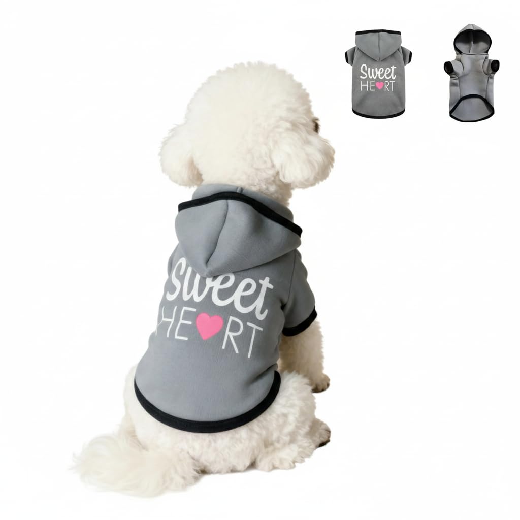 SCMQZöial Cozy Dog Hoodies & Sweater for Small Dogs & Puppies - Boy & Girl Outfit, Snug Fit Winter Hoodie, Ultra-Soft & Gentle for Easy Care, 100% Polyester, Gray, X-Small