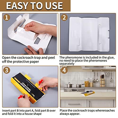 USKICH Cockroach Traps Indoor Home, Glue Roach Traps, Child & Pets Safe(20 Pack Roach Traps)