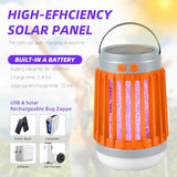 2 Pcs Solar Bug Zapper Outdoor Waterproof Mosquito Repellent for Patio Camping, 3 in 1 Cordless Mosquito Zapper Light Portable Small Gnat Zapper - Camping Light, Mosquito Killer, Flashlight (Orange)