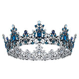 SWEETV Queen Crown for Women - Baroque Wedding Tiaras and Crowns, Jeweled Costume Tiara Princess Crown, Prom Birthday Party Halloween Hair Accessories,Blue