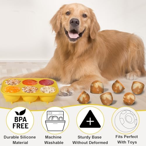 BABORUI 6 Cavities Dog Treat Molds for Woof Pupsicle & Power Chewer Pupsicle XLarge 75lbs Up, Reusable Frozen Dog Treat Molds Silicone for Making Ice Popsicle Snacks (XL)
