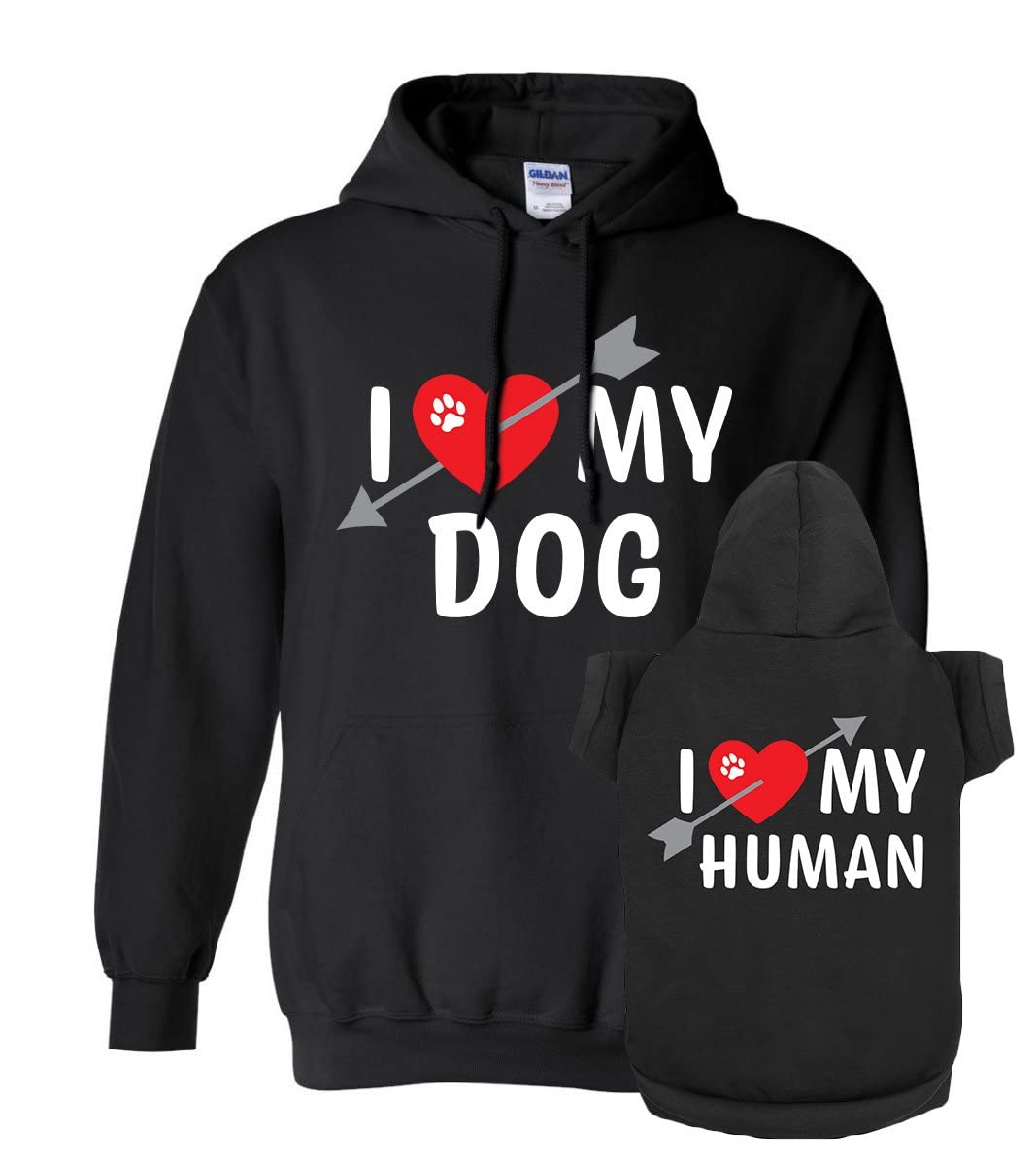 I Heart My Dog & Human Matching Hoodies - Soft Pet & Owner Sweatshirt Set - Premium Gift for Holidays