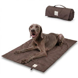 Travel Dog Bed | Camping Dog Bed | 37.4"x25.6" Waterproof Outdoor Dog Mat | Portable Place Mat for Dogs with Handle | Machine Washable | Easy Clean for Outdoor Adventures (Brown)