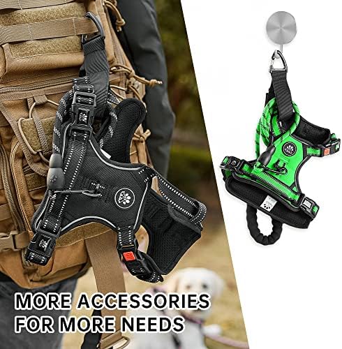 NESTROAD No Pull Dog Harness,Adjustable Oxford Dog Vest Harness with Leash,Reflective No-Choke Pet Harness with Easy Control Soft Handle for Large Dogs(X-Large,FluorescentGreen)