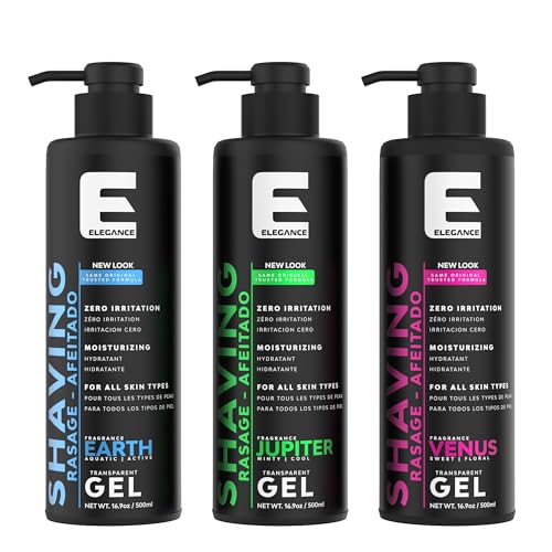 E Elegance Barber Accessories - Transparent Shaving Gel For Men Or Women, Aquatic/Acive Earth Fragrance - The Ultimate Shaving Solution For A Smooth, Irritation-Free Experience, 16,9 Oz