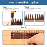 Bird Spikes, 20 Pack Bird Squirrel Raccoon Pigeon Cat Animal Deterrent Spikes for Outside Anti Bird Defender Spikes Outdoor to Keep Birds Away Brown