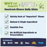 Pawstruck Natural Bizarre Bully Sticks Bargain Bag for Dogs & Puppies - Variety Pack of 8-12" Long Lasting Eco-Conscious Beef Chew Treats - 1 lb. Bag - Packaging May Vary