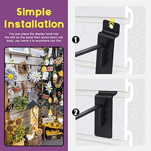 Swpeet 20Pcs 6 Inch Heavy Duty Slatwall Hooks Assortment Kit, Slatwall Accessories Slatwall Panel Hooks Garage Organization Slat Wall Hooks Pegboard Gridwall Hooks Display Hooks for Retail Black