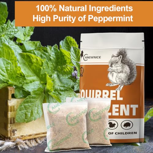 ANEWNICE Squirrel Repellent Pouches, Natural Squirrel Repellent Outdoor, Rodent Repellent, Squirrel Repellent for Attic and Cars, Squirrel Repellent for Plants and Garden - 10 Pouches