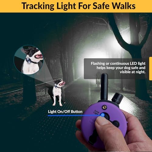 Educator E-Collar Humane Dog Training Collar with Remote, 100 Safe Tapping Stimulation Levels, Night Light, Waterproof, Rechargeable, 1/3 Mile 1 Small Dog, Purple