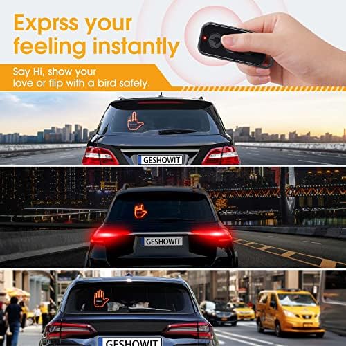Car Accessories for Men, Car Middle Finger Light with Remote - Give The Bird & Wave & Love to Drivers - Truck Accessories, Finger Flicker LED Hand Gesture Signs, Ideal Gift for Men and Women