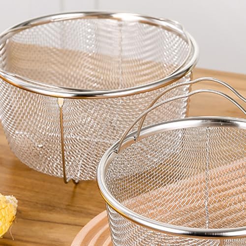 Mesh Steaming Basket, Steamer Basket for Instant Pot Accessories Stainless Steel with Comfortable Folding Handles Heat Resistant Steaming Basket for Cooking Kitchen 11cm*3.9in (20CM/7.9in)