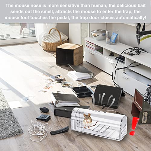 4 Pcs Humane Mouse Traps No Kill, Live Mouse Traps Indoor for Home, Reusable Mice Small Rat Trap Catcher for House & Outdoors