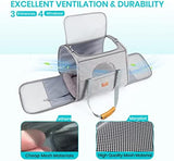 Morpilot Portable Cat Carrier - Soft Sided Cat Carrier for Medium Cats and Puppy up to 15lbs, Pet Carrier with Locking Safety Zippers, Foldable Bowl, Airline Approved Travel Dog Carrier - Light Gray