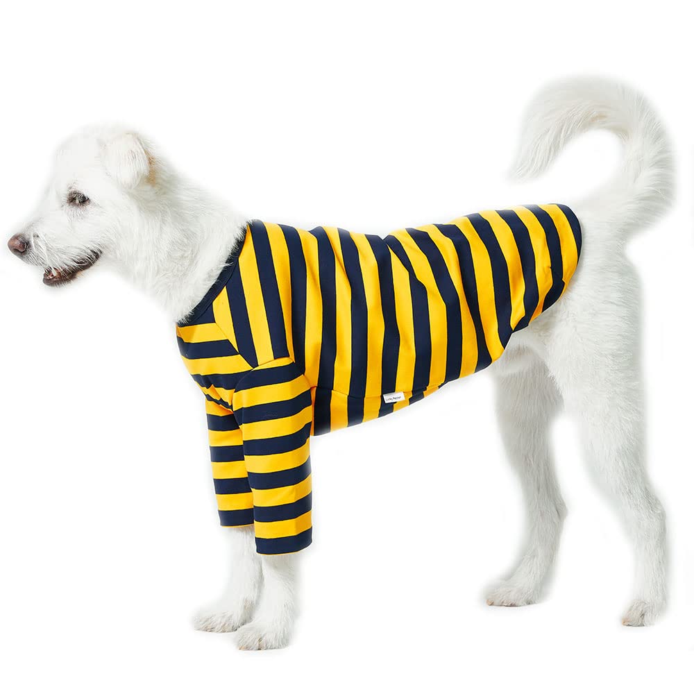 Lucky Petter Dog Cotton Shirts for Small and Large Dogs Rugby Striped T-Shirts Soft Breathable Dog Shirt pet Clothes (5X-Large, Yellow/Navy)