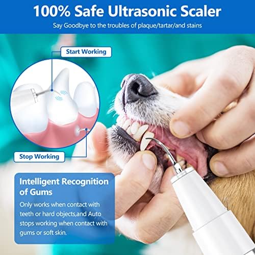 Dog Plaque Remover for Teeth，Pet Ultrasonic Tooth Cleaner，Teeth Cleaning Kit -Tartar Remover for Teeth Stains for Dogs and Cats (White)